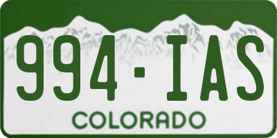 CO license plate 994IAS