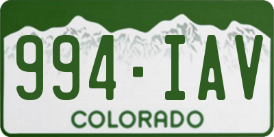CO license plate 994IAV