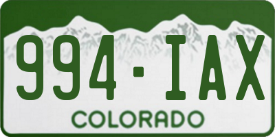 CO license plate 994IAX