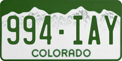 CO license plate 994IAY