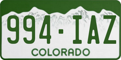 CO license plate 994IAZ