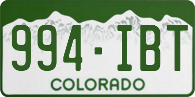 CO license plate 994IBT