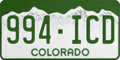 CO license plate 994ICD