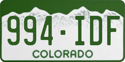 CO license plate 994IDF