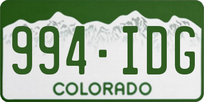 CO license plate 994IDG