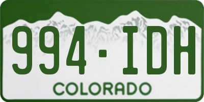 CO license plate 994IDH