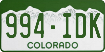 CO license plate 994IDK