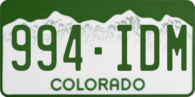 CO license plate 994IDM