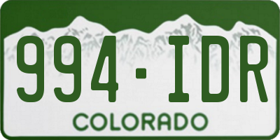 CO license plate 994IDR