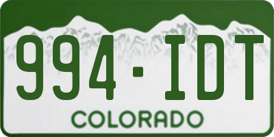 CO license plate 994IDT
