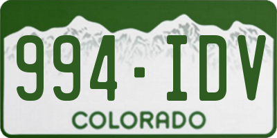 CO license plate 994IDV