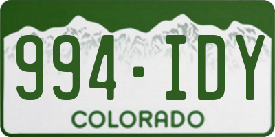 CO license plate 994IDY