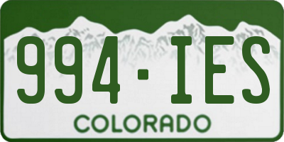 CO license plate 994IES