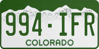 CO license plate 994IFR