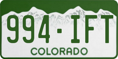 CO license plate 994IFT