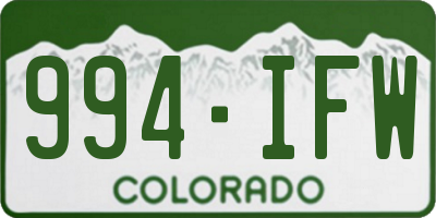 CO license plate 994IFW