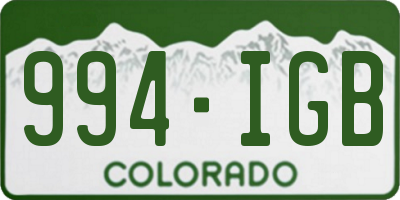CO license plate 994IGB