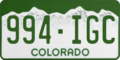 CO license plate 994IGC