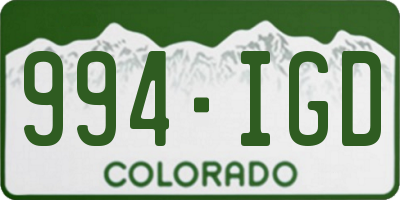 CO license plate 994IGD