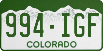 CO license plate 994IGF