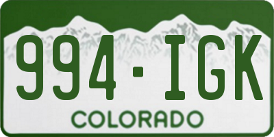 CO license plate 994IGK