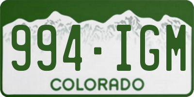 CO license plate 994IGM