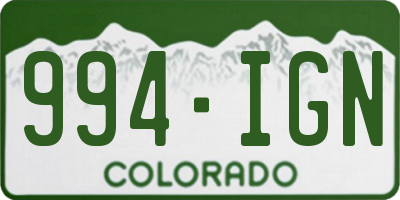 CO license plate 994IGN
