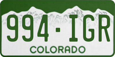 CO license plate 994IGR