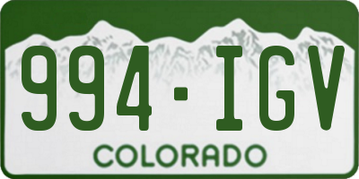 CO license plate 994IGV