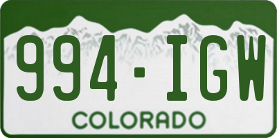 CO license plate 994IGW