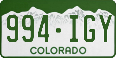 CO license plate 994IGY