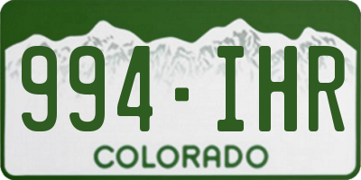CO license plate 994IHR