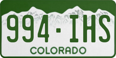 CO license plate 994IHS