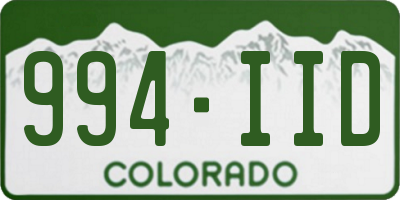 CO license plate 994IID