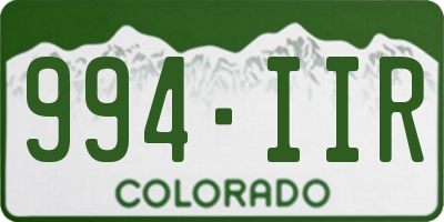 CO license plate 994IIR
