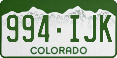 CO license plate 994IJK