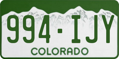 CO license plate 994IJY