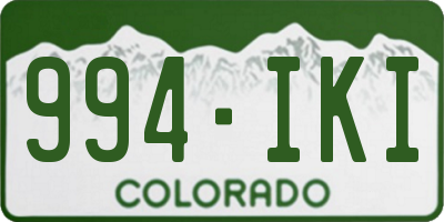 CO license plate 994IKI