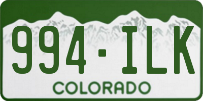 CO license plate 994ILK