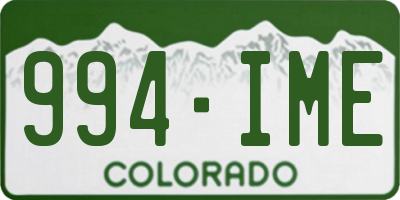 CO license plate 994IME