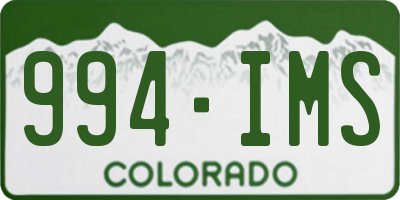 CO license plate 994IMS
