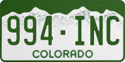 CO license plate 994INC