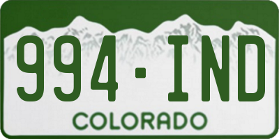CO license plate 994IND