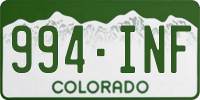 CO license plate 994INF