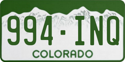 CO license plate 994INQ