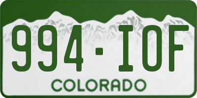 CO license plate 994IOF