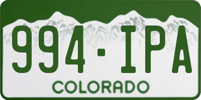 CO license plate 994IPA
