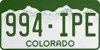 CO license plate 994IPE