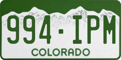 CO license plate 994IPM