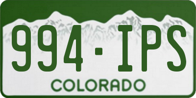 CO license plate 994IPS